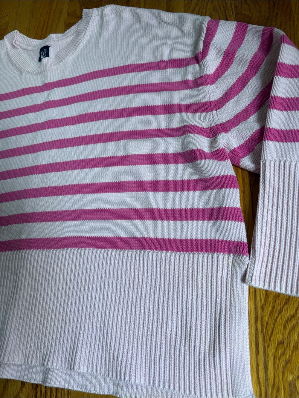 GAP Pink Striped Crewneck Sweater. XXL - Picture 5 of 9